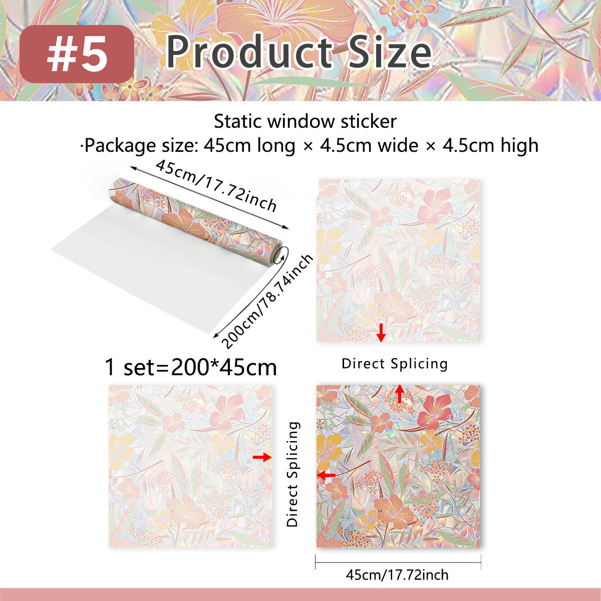 Rainbow Wildflowers Window Clings 3D Decorative