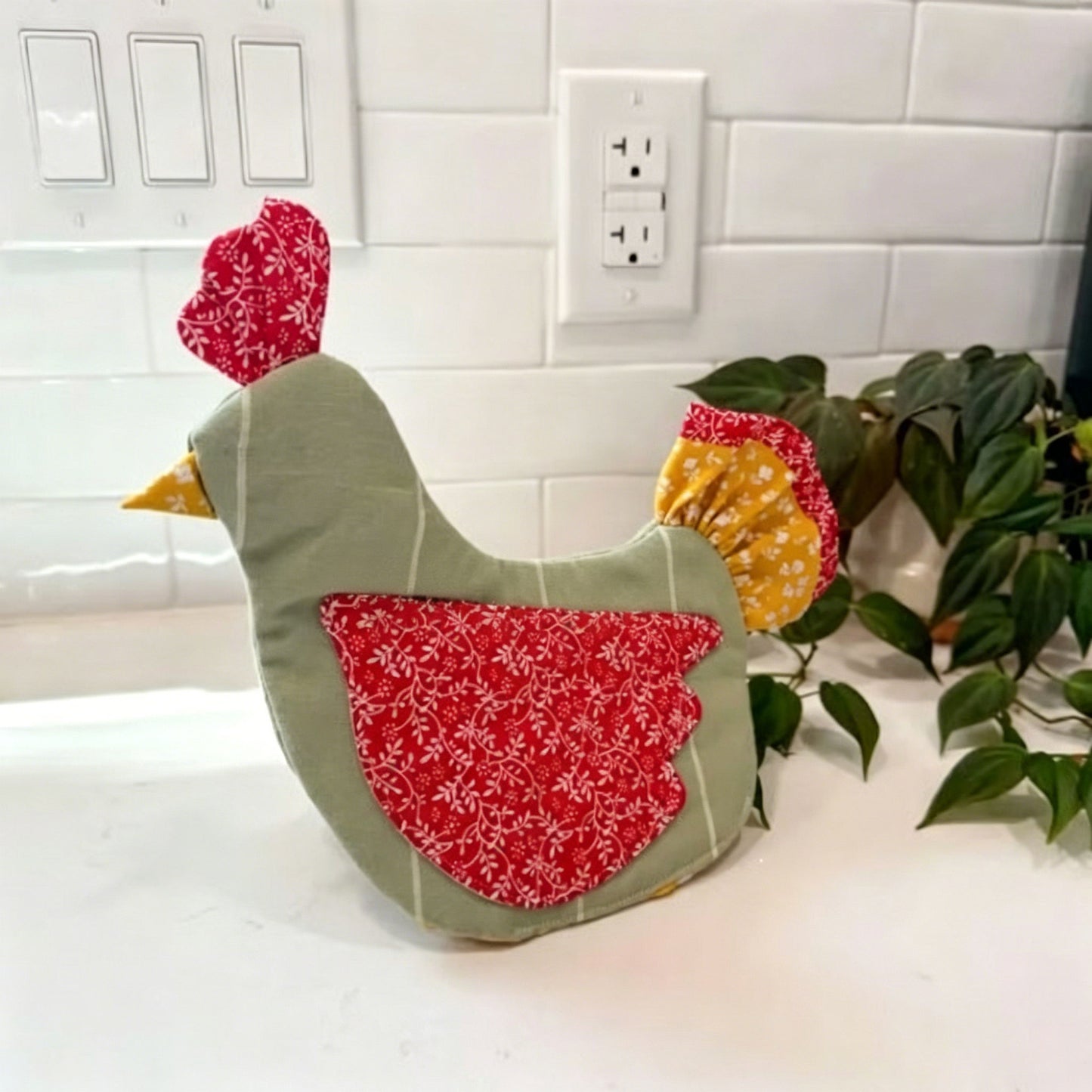 Handmade Quilted Chicken Oven Mitt