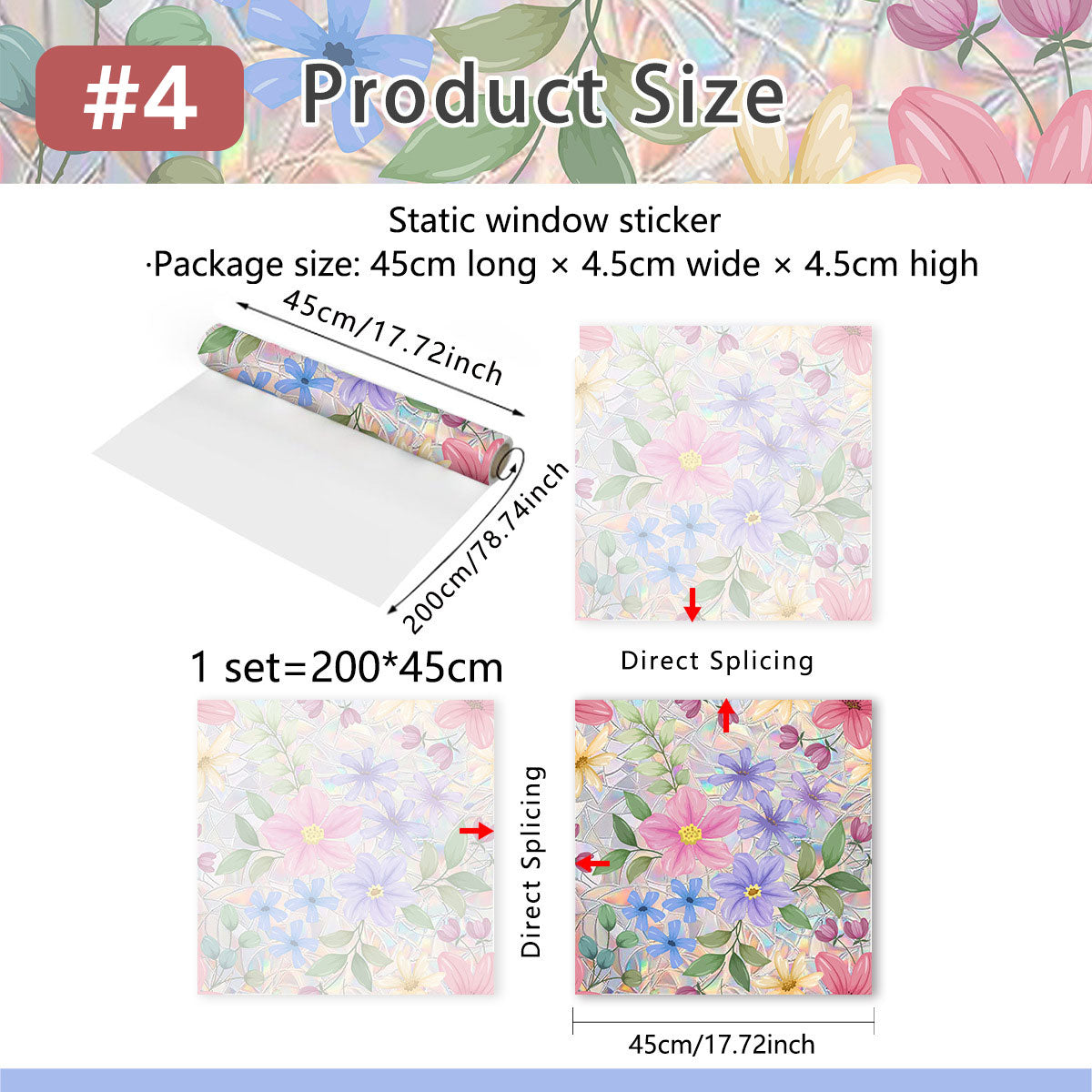 Rainbow Wildflowers Window Clings 3D Decorative