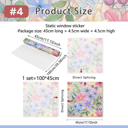 Rainbow Wildflowers Window Clings 3D Decorative