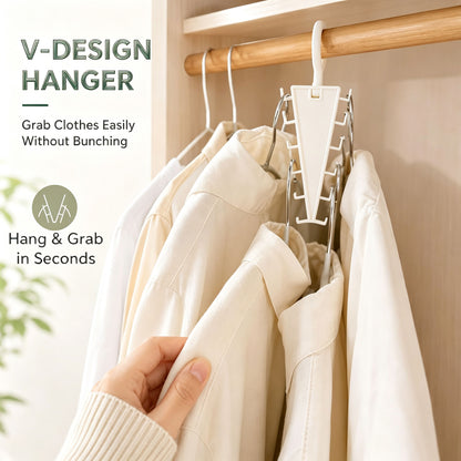 V-Shape 12-Hook Rotating Hanger, 360° Space Saving Closet Organizer-2Pcs