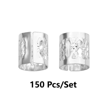 Silver Aluminum Dreadlock Cuffs, Adjustable Hair Rings for Braids