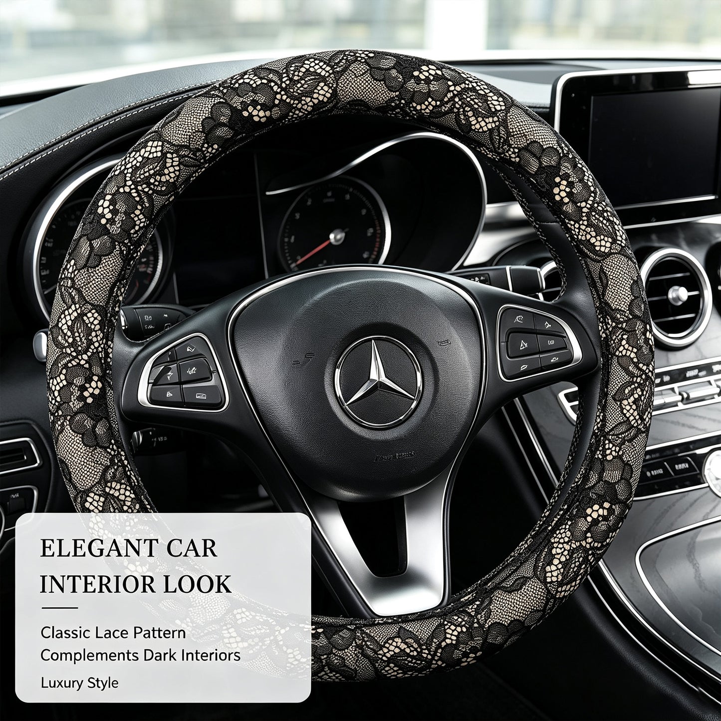 Car Wheel Cover 15 Inches Lace Pattern Anti-Slip Interior Decor