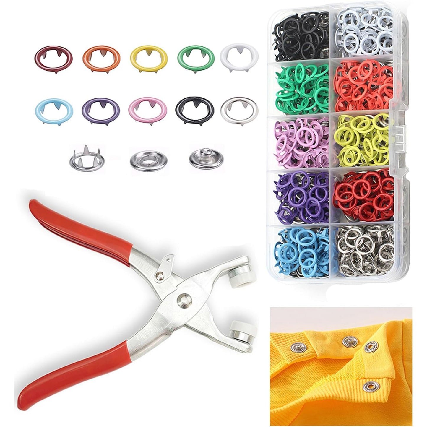 50 Sets Metal Snaps Buttons with Fastener Pliers Press Tool Kit