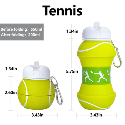 19oz/550ml Soccer Ball Water Bottle Collapsible - Food Grade with Carabiner Clip