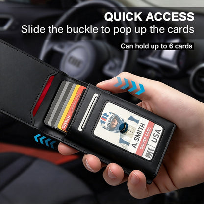Slim RFID Blocking Wallet with Pop Up Card Holder ID Window