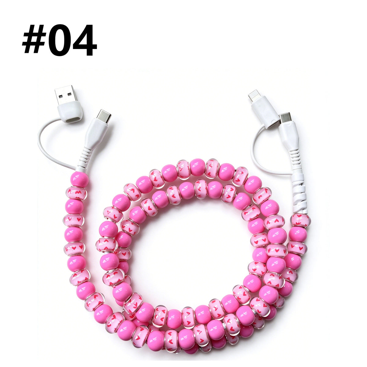 4 in 1 USB C Cable Multi Beaded Charger Cord