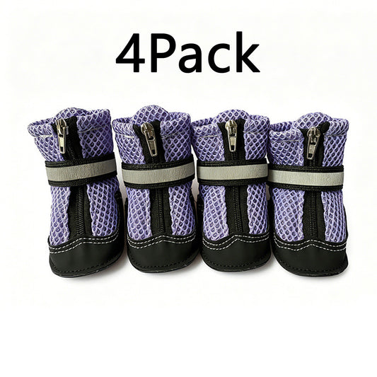 4 Pack/Set Footwear For Small Dogs—Winter Snow Boots And Paw-Protection Shoes