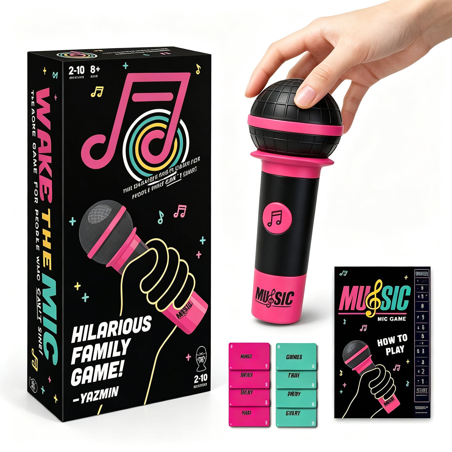Karaoke Board Game w/Foam Mic, 8+ Ages, 2-10 Players