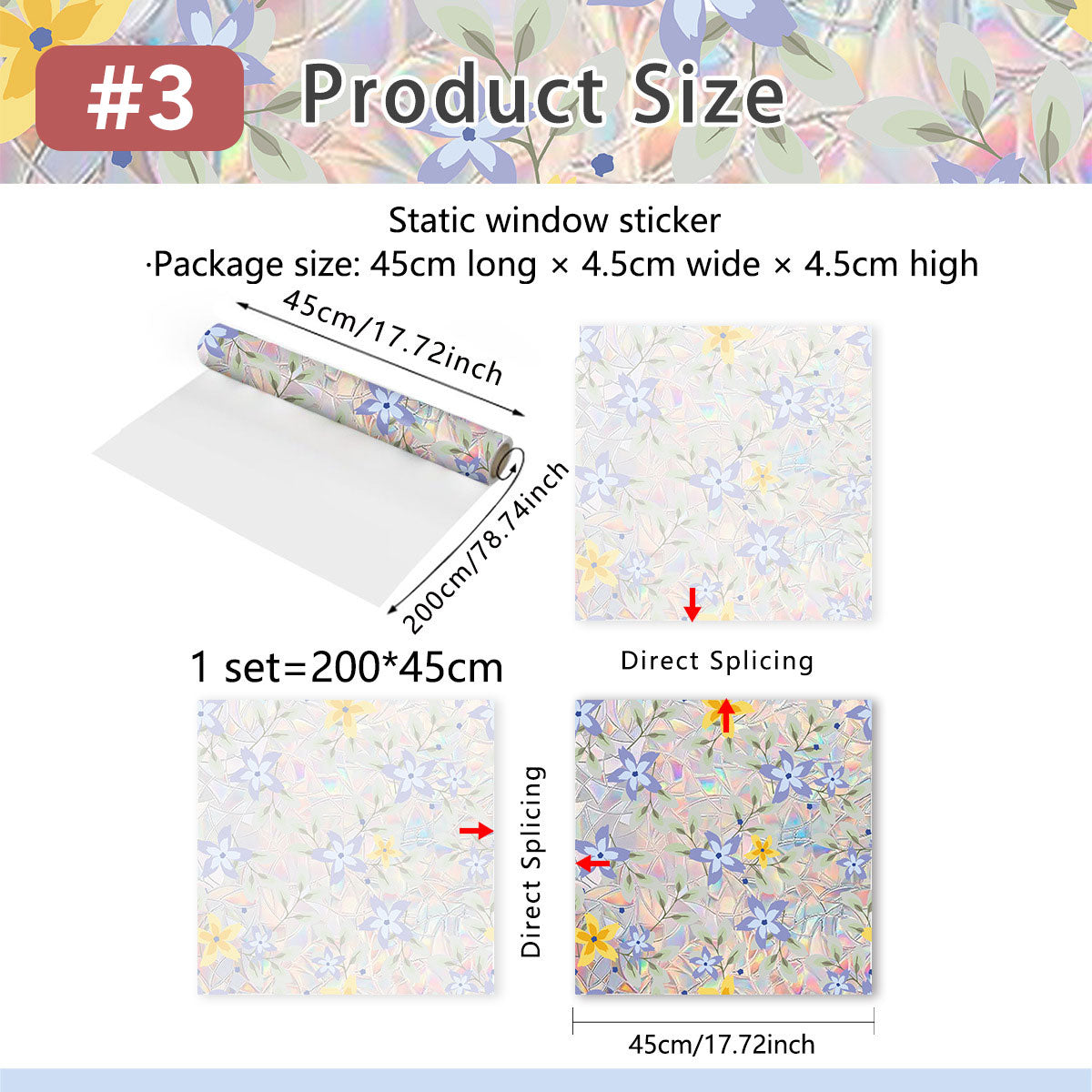 Rainbow Wildflowers Window Clings 3D Decorative