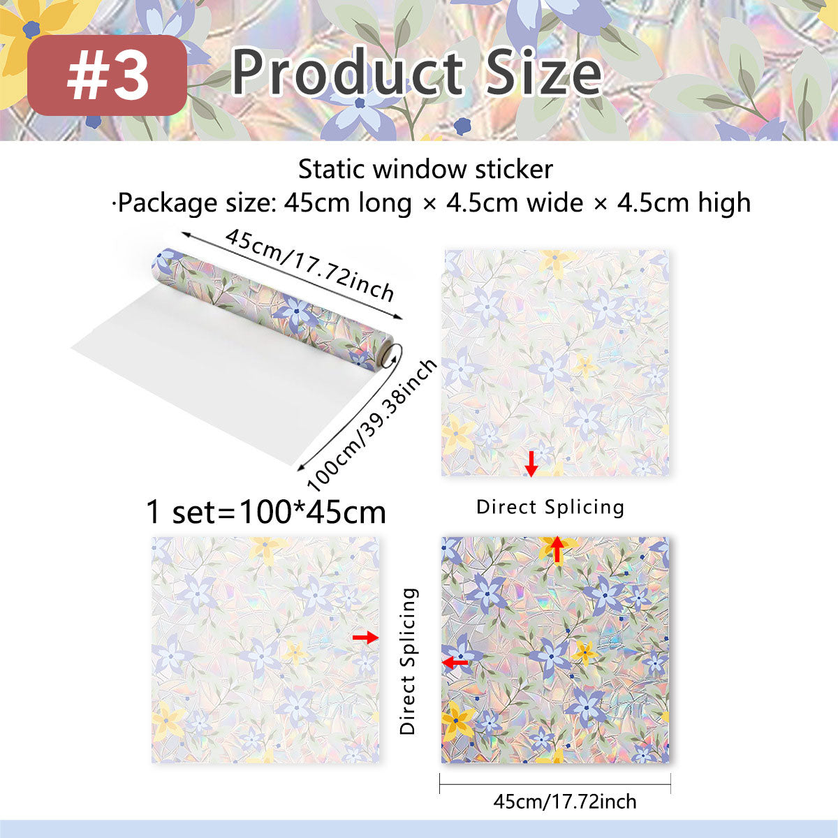 Rainbow Wildflowers Window Clings 3D Decorative
