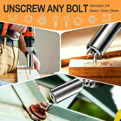 Socket Wrench Set With Drill Adapter 7-19 mm-Universal Socket Tools