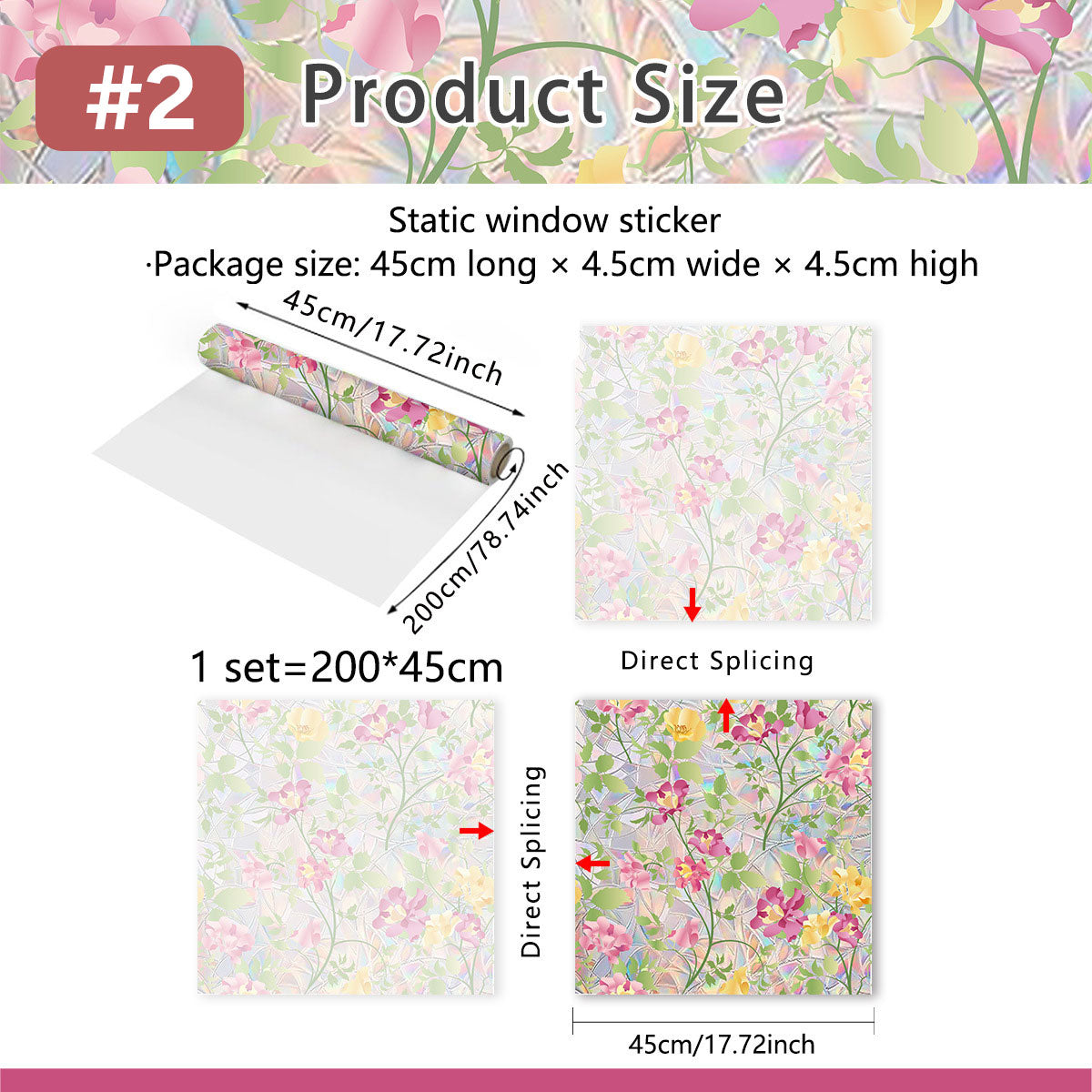 Rainbow Wildflowers Window Clings 3D Decorative