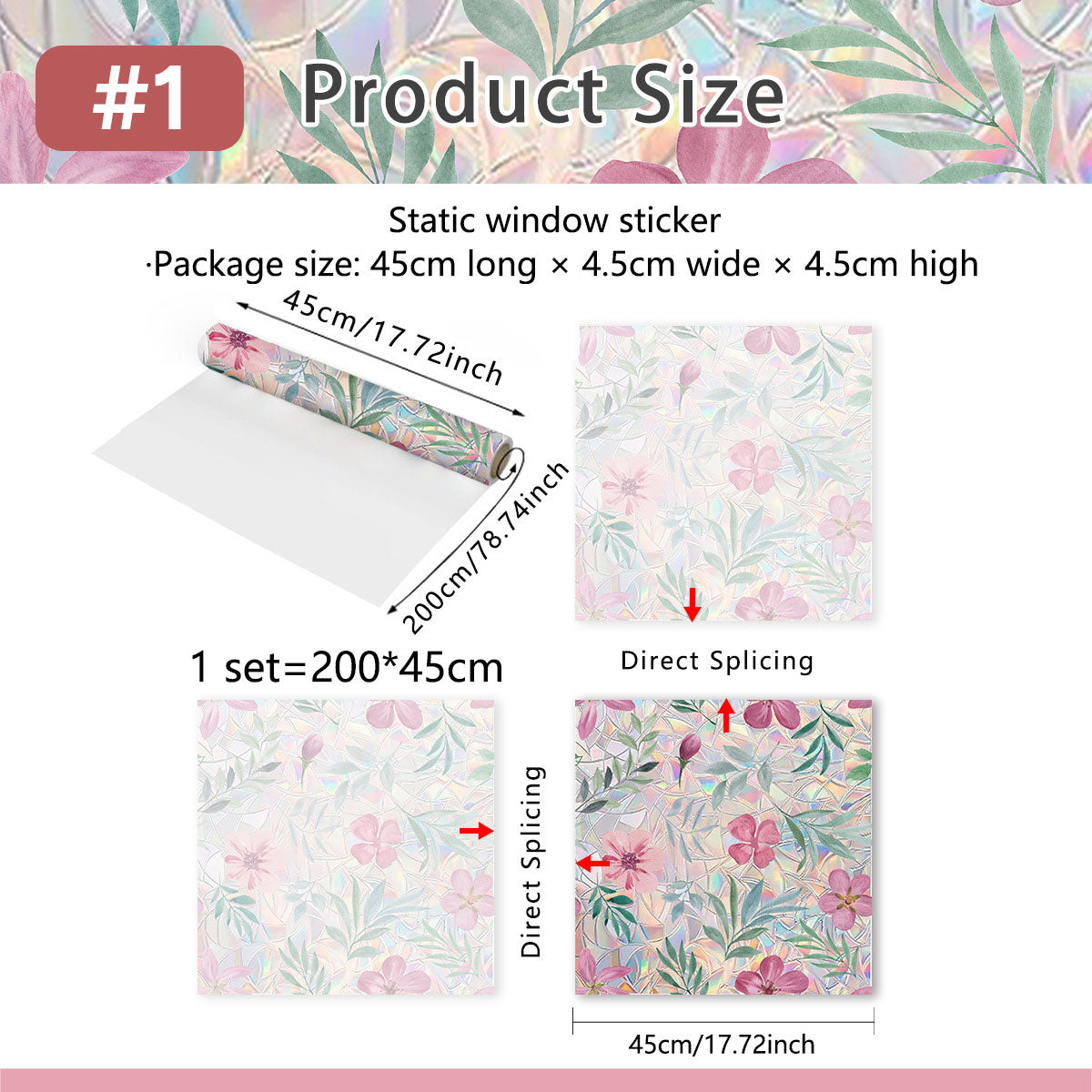Rainbow Wildflowers Window Clings 3D Decorative