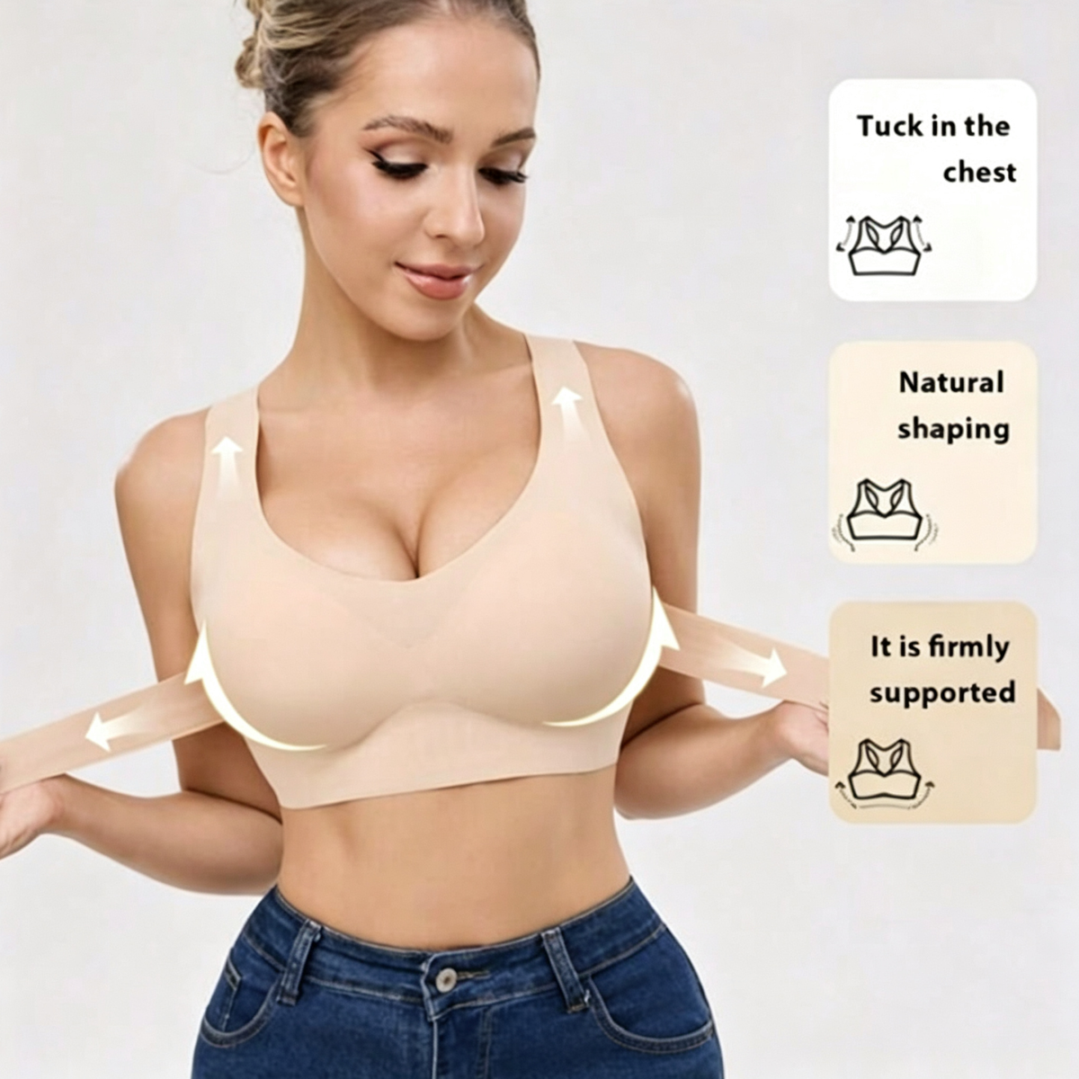 Posture Corrector Bra Cross Back for Women Front Closure Wireless Bras