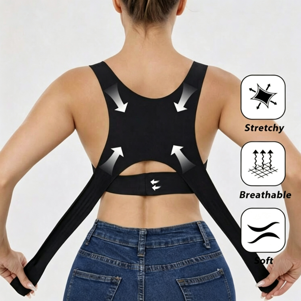 Posture Corrector Bra Cross Back for Women Front Closure Wireless Bras