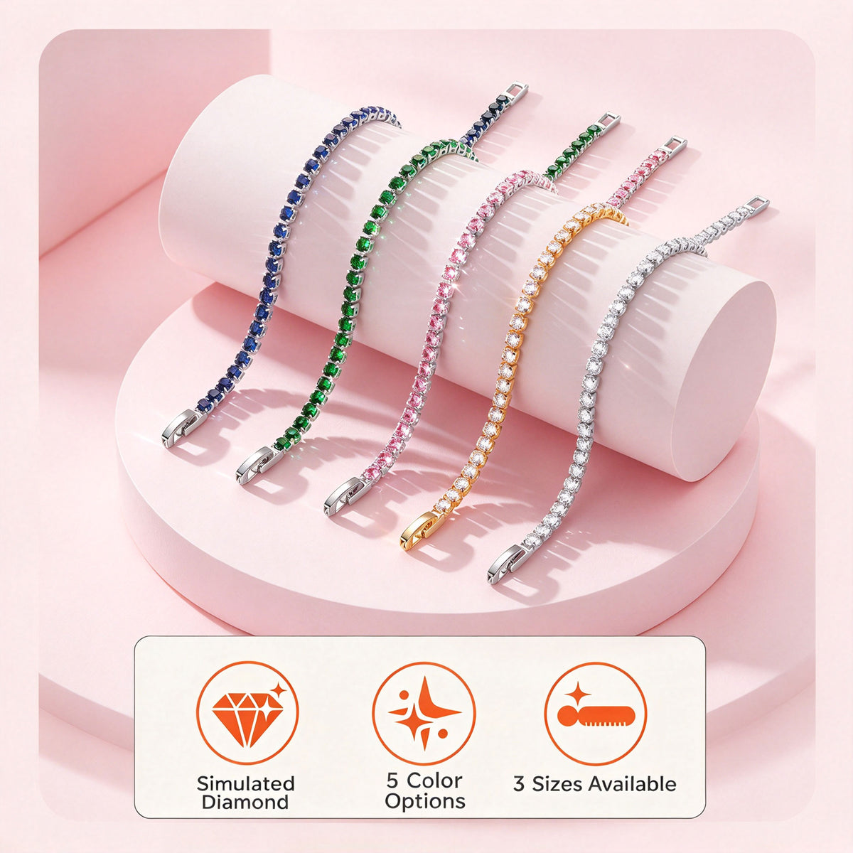 Plated Colorful Tennis Bracelets for Women