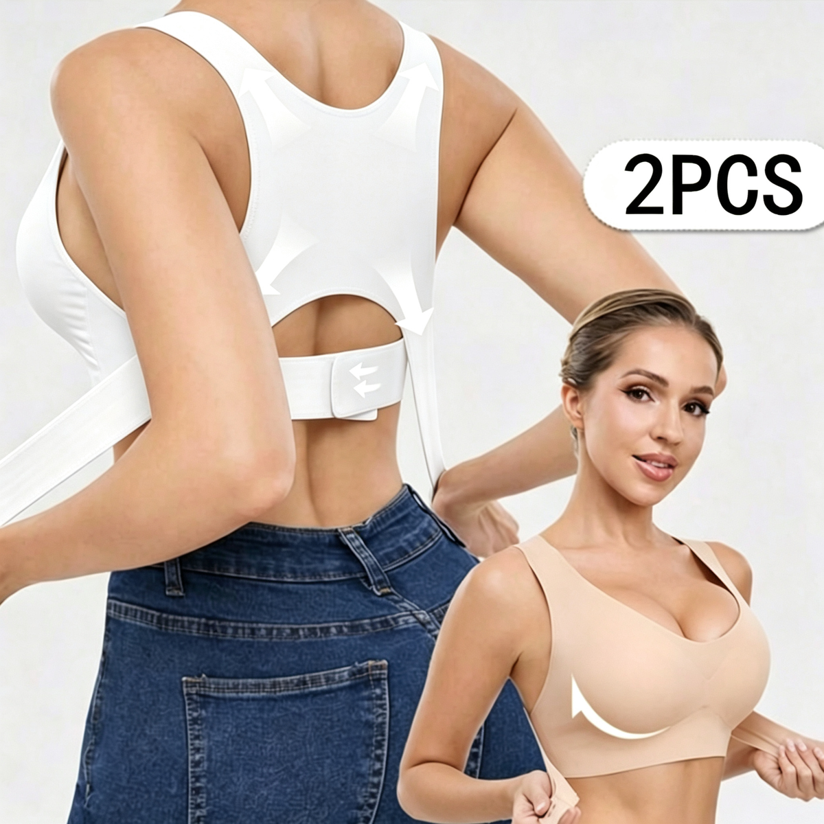 Posture Corrector Bra Cross Back for Women Front Closure Wireless Bras