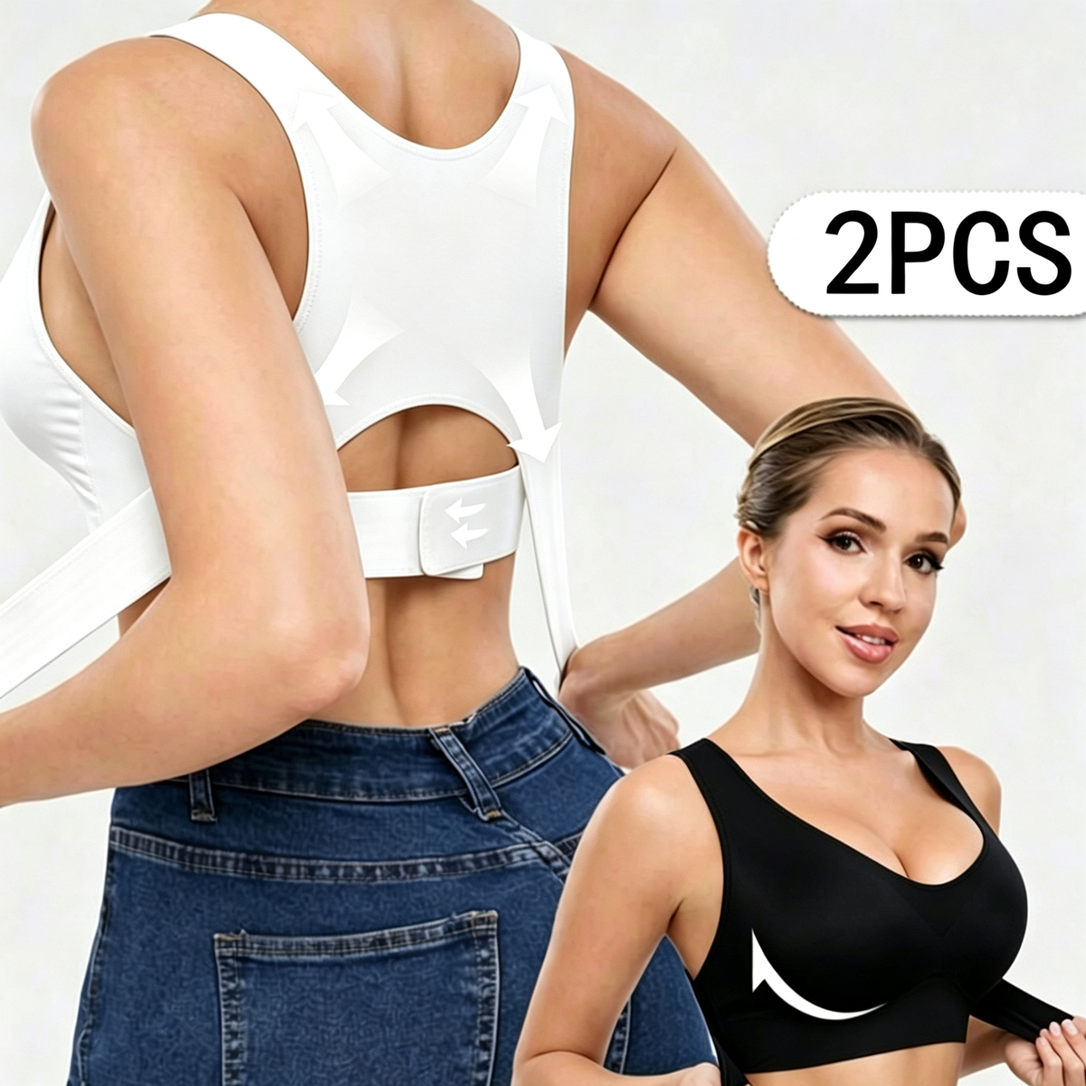 Posture Corrector Bra Cross Back for Women Front Closure Wireless Bras