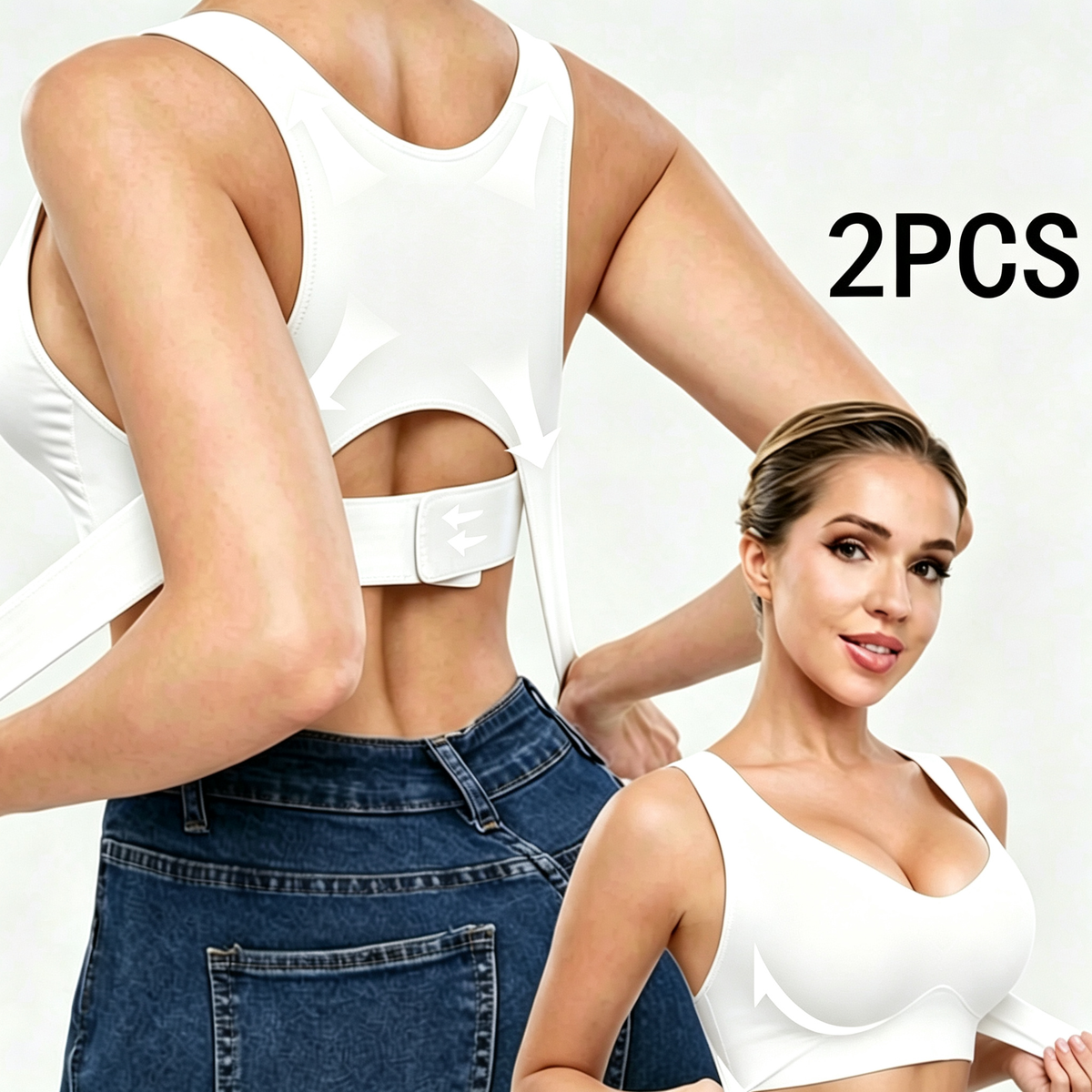 Posture Corrector Bra Cross Back for Women Front Closure Wireless Bras
