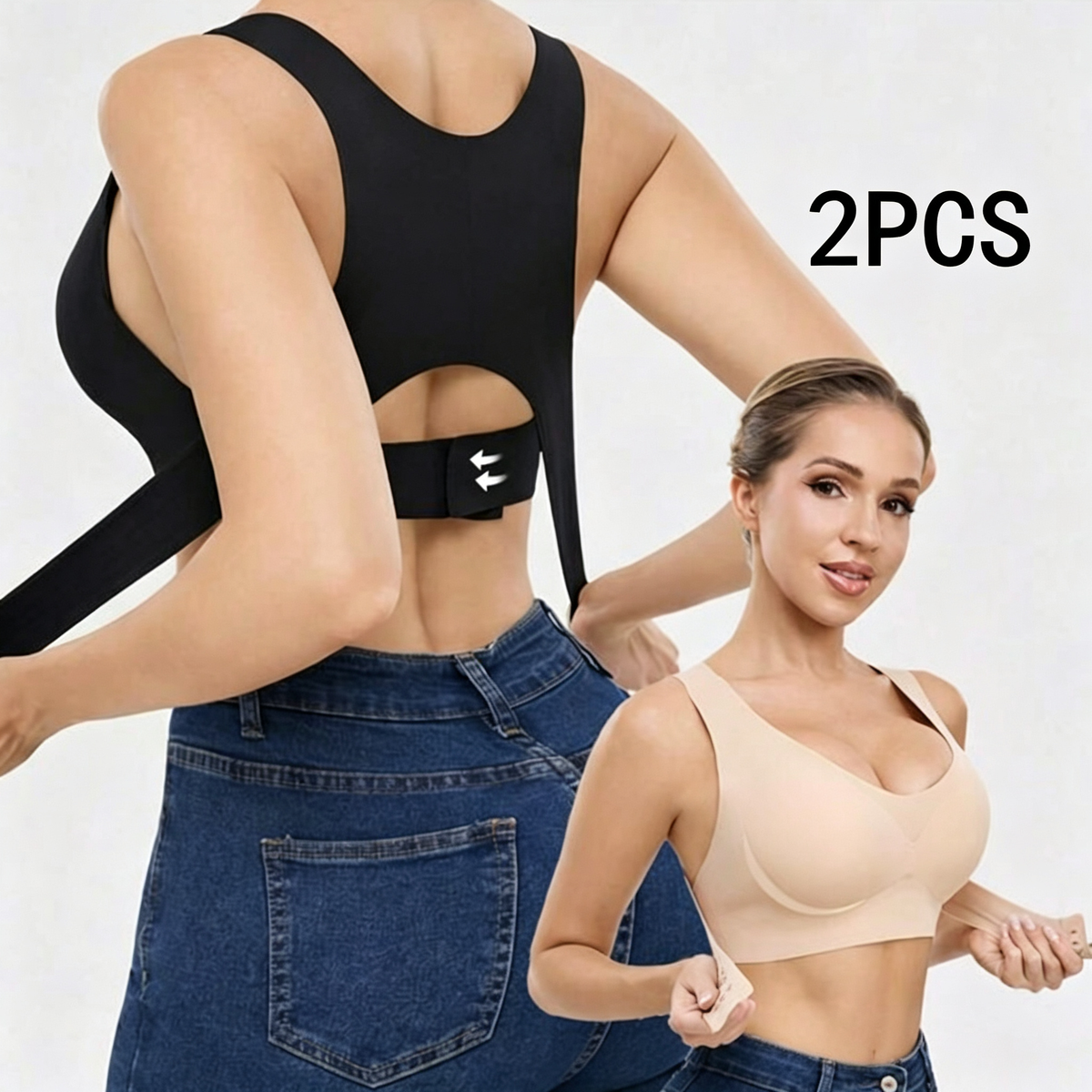 Posture Corrector Bra Cross Back for Women Front Closure Wireless Bras