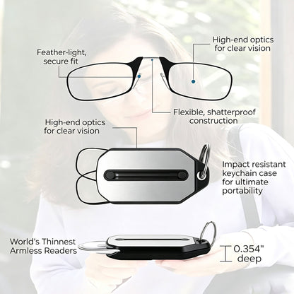 Ultralight Reading Glasses | Black And Red Frames, Multiple Prescription Options Available