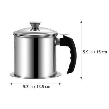 Grease Container With Strainer, Cooking Oil Keeper with Lid and Easy-Grip Handle