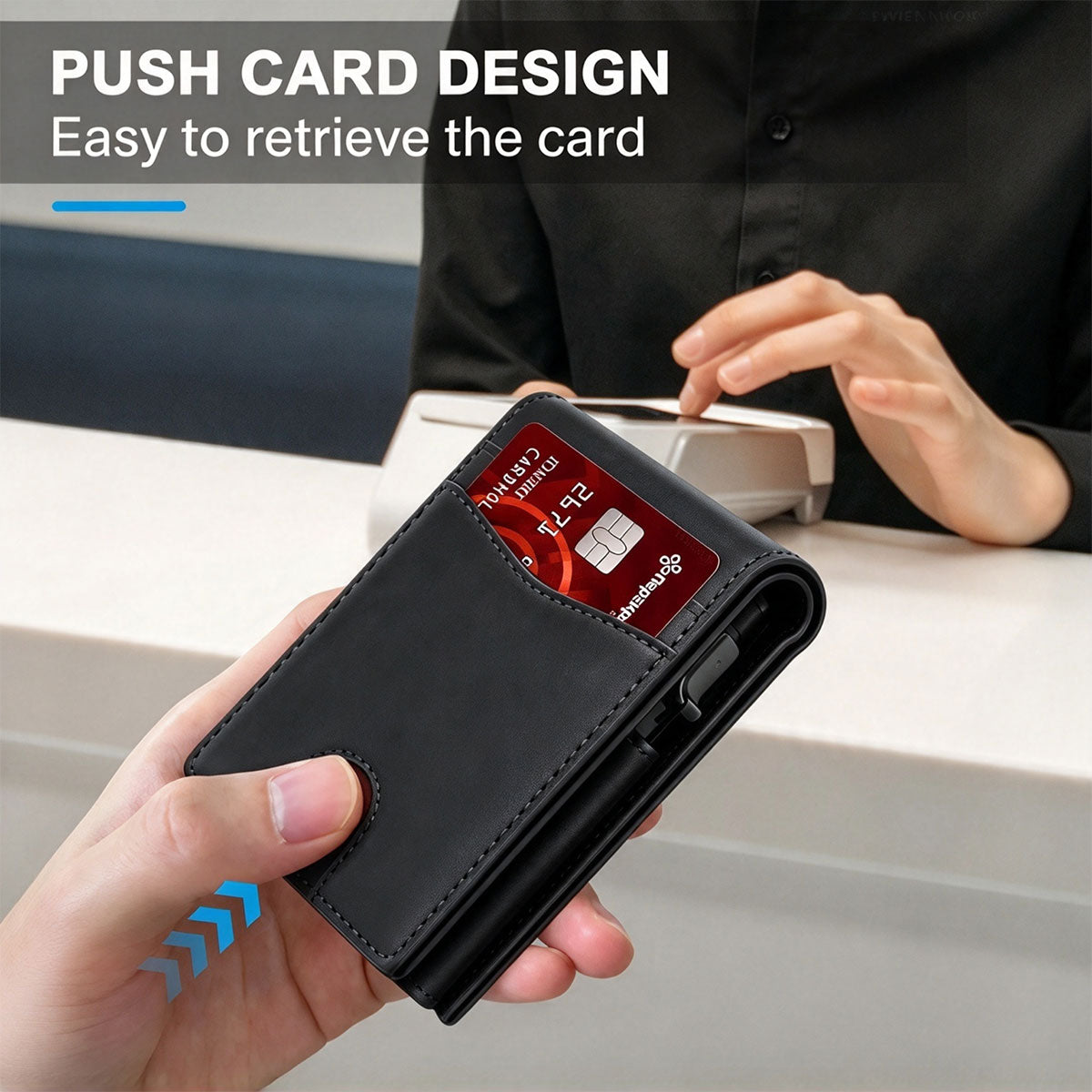 Slim RFID Blocking Wallet with Pop Up Card Holder ID Window