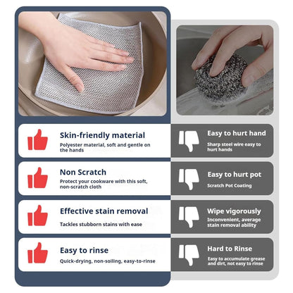 10 PCS Double-Layer Multipurpose Metal Mesh Cleaning Cloths for Dishes, Sinks & Kitchen Surfaces