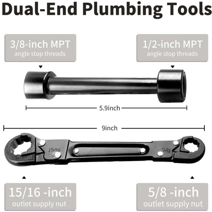 2Pcs Double-Ended Wrench Set And Angle Valve Wrench – Plumbing Repair Tools