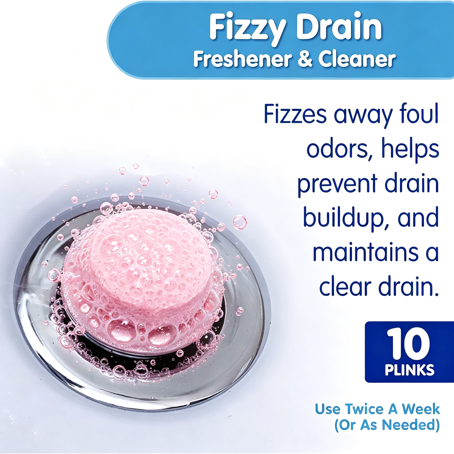 10Pack Fizzy Drain Freshener and Cleaner, Prevents Clogs and Removes Odors