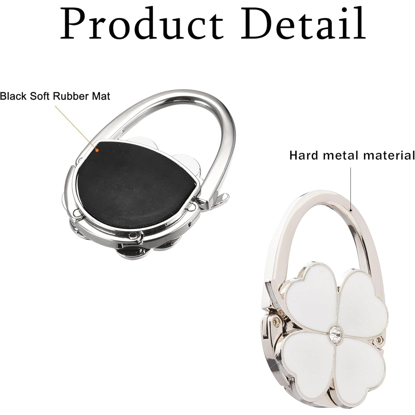 Foldable Purse Hook for Table – Clover Design Portable Handbag Holder for Desk, Table & Anywhere Hanging (White)