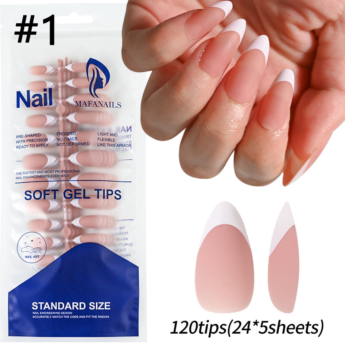 Removable Nail Sticker Set - Women's Soft Gel Nail Stickers, 120 Pcs