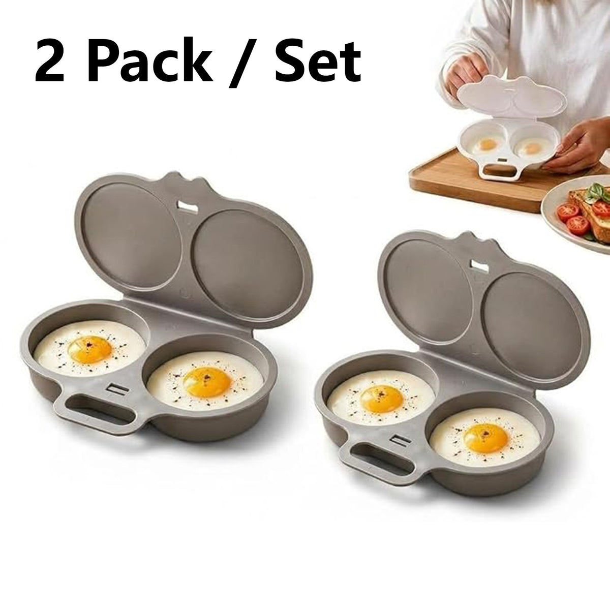 2026 Upgraded Dual-Cavity Microwave Egg Cooker -2 Pack