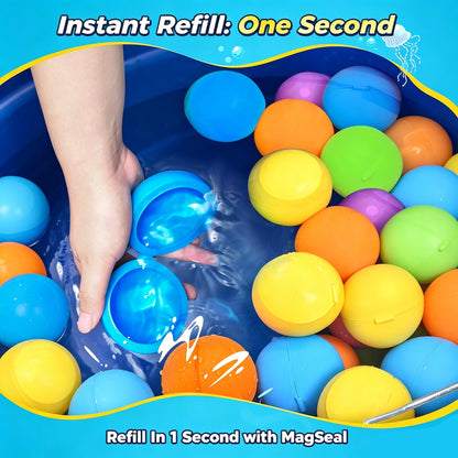 6PCS Reusable Water Balloons – Quick Fill Self-Sealing Splash Balls for Pool, Beach & Summer Outdoor Fun