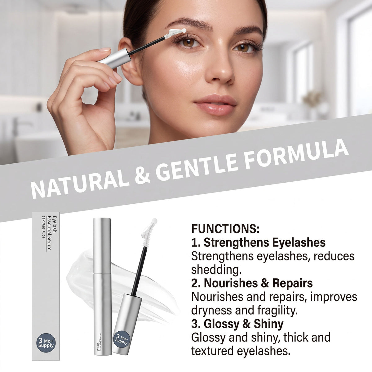 Essential Eyelash Growth Serum - Safe & Gentle Lashes Care,0.5 fl oz
