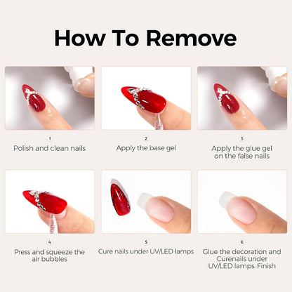 Semi Solid Nail Glue Set for Press On Nails with Nail Debonding Agent Remover
