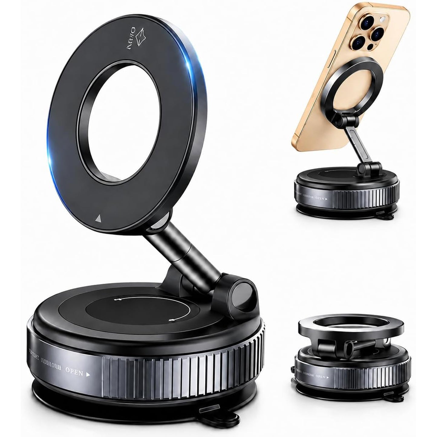 MagSafe Magnetic Car Phone Holder – 2-in-1 360° Rotating Suction Cup Mount for Dashboard & Windshield