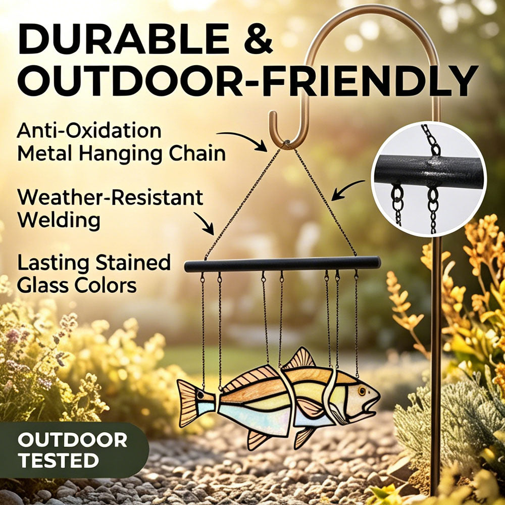 Red Drum Fish Sunlight Reflection Wind Chimes