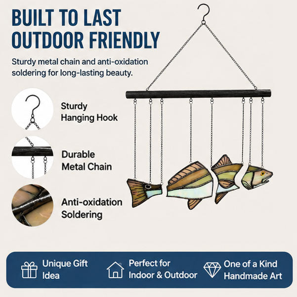 Red Drum Fish Sunlight Reflection Wind Chimes