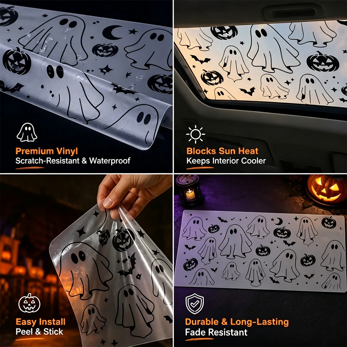 Halloween Ghost and Pumpkin Car Decal