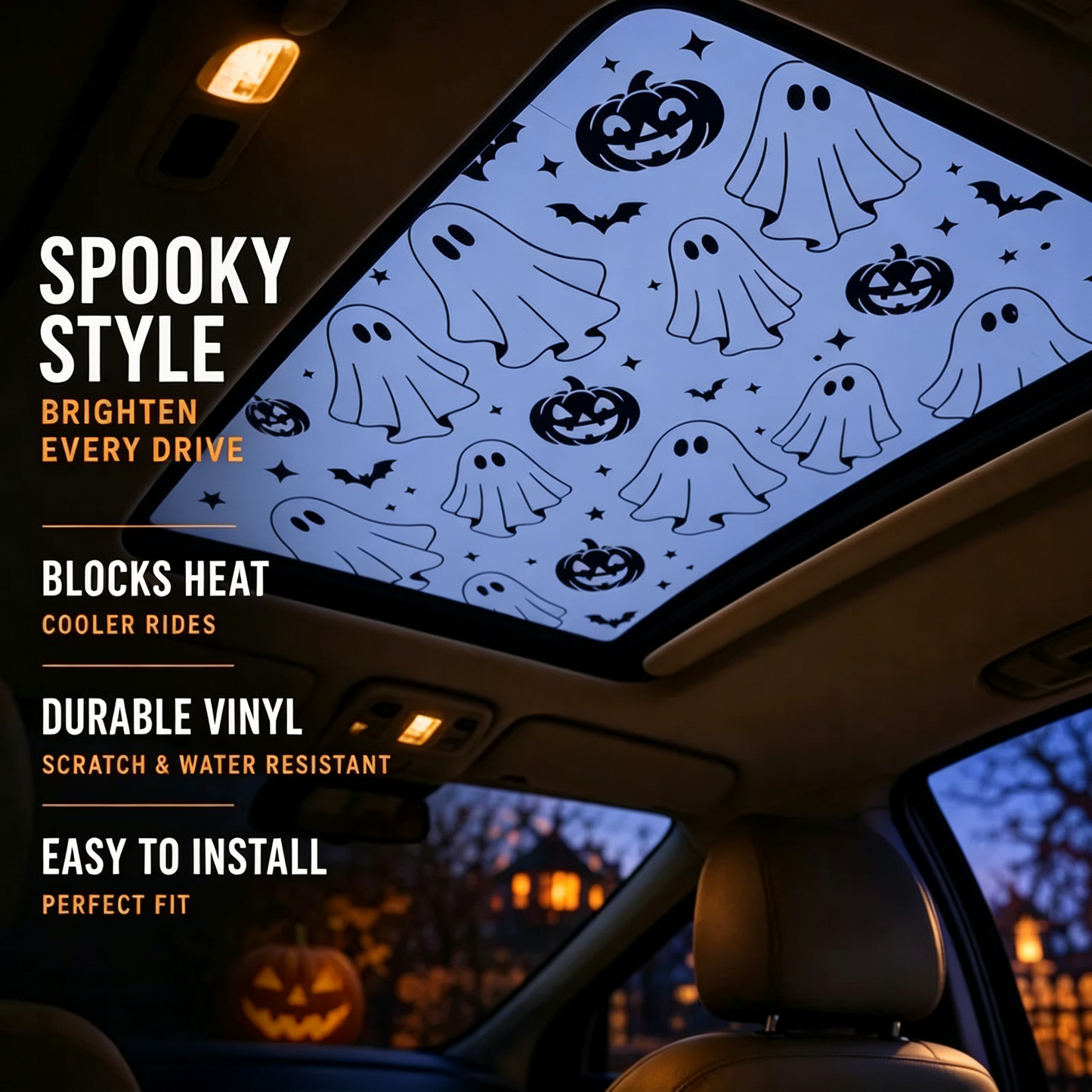 Halloween Ghost and Pumpkin Car Decal