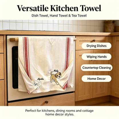 Dog Striped Cotton Towel, Custom Pet Gift for Dog Lovers