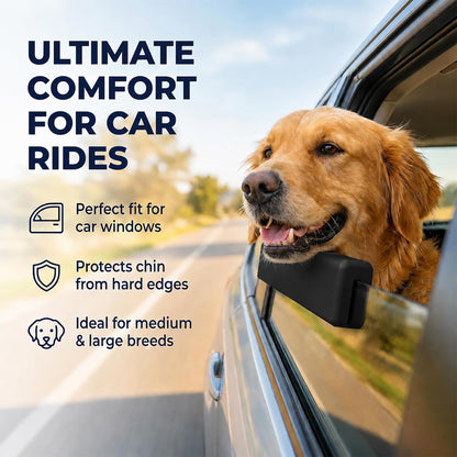 Dog Car Window Chin Rest Cushion with Center Slot for Secure Glass Fit