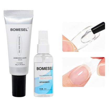 Semi Solid Nail Glue Set for Press On Nails with Nail Debonding Agent Remover