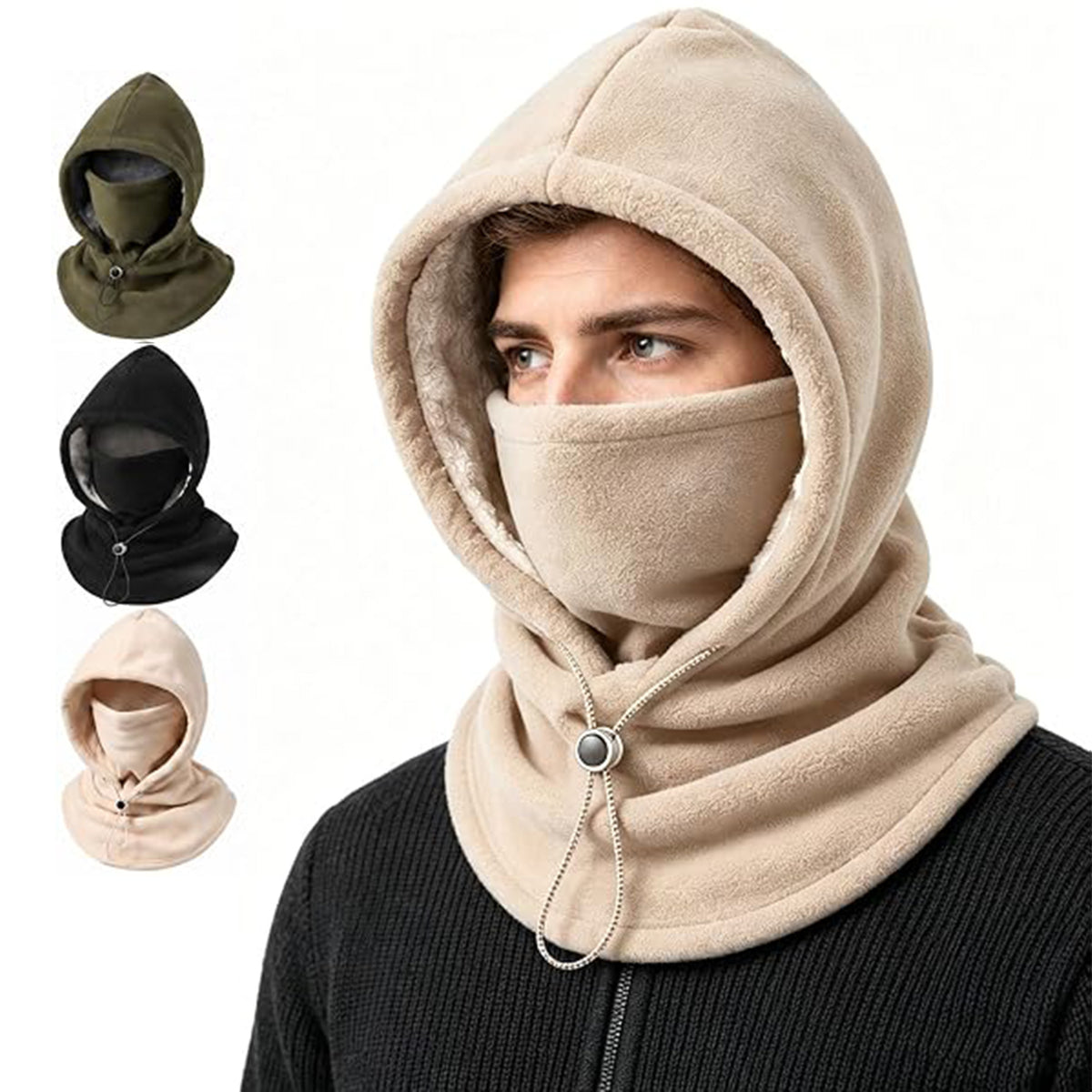 One-piece Extra-Thick Flannel Warm Mask Hat