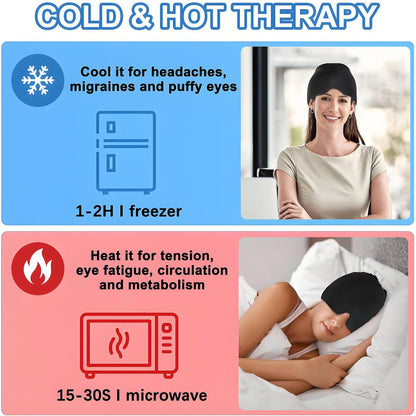 Reusable Migraine Relief Cap – 360° Gel Ice & Heat Therapy Head Wrap for Headache Relief