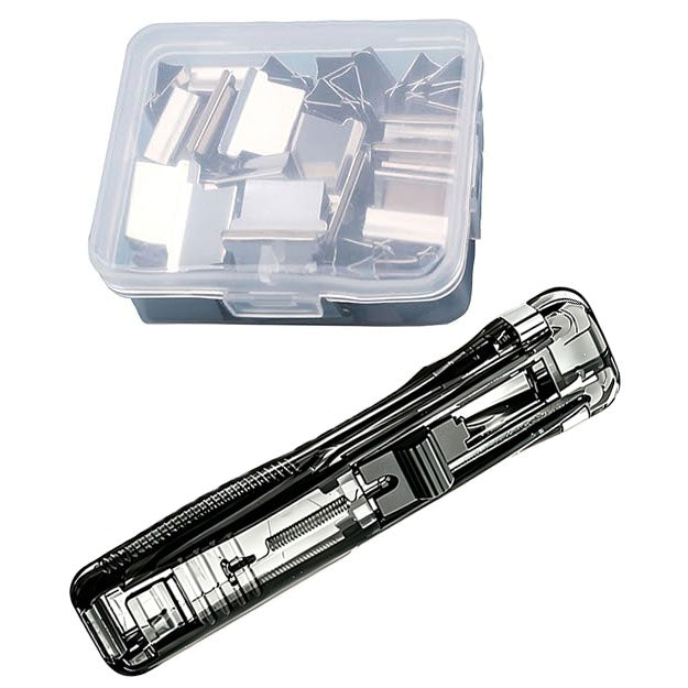 Handheld Paperclip Dispenser Set With 50 Refill Clips, Metal Folder