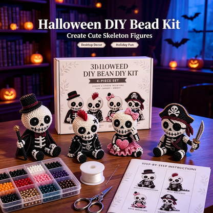 3D Beaded Skeleton DIY Kit  for Adults Beginners, Halloween Decor Gift