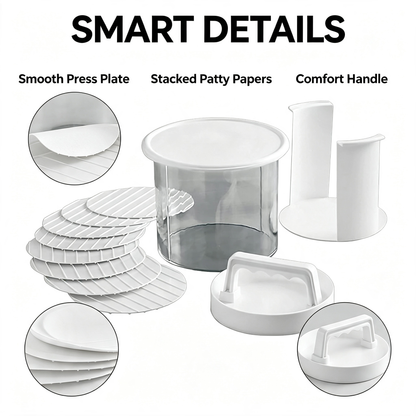 Hamburger Press Patty Maker Set - With Freezer Storage Container